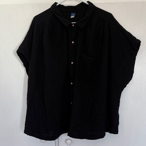 Old Navy Black Shirt Linen Button up shirt - Picture 1 of 7